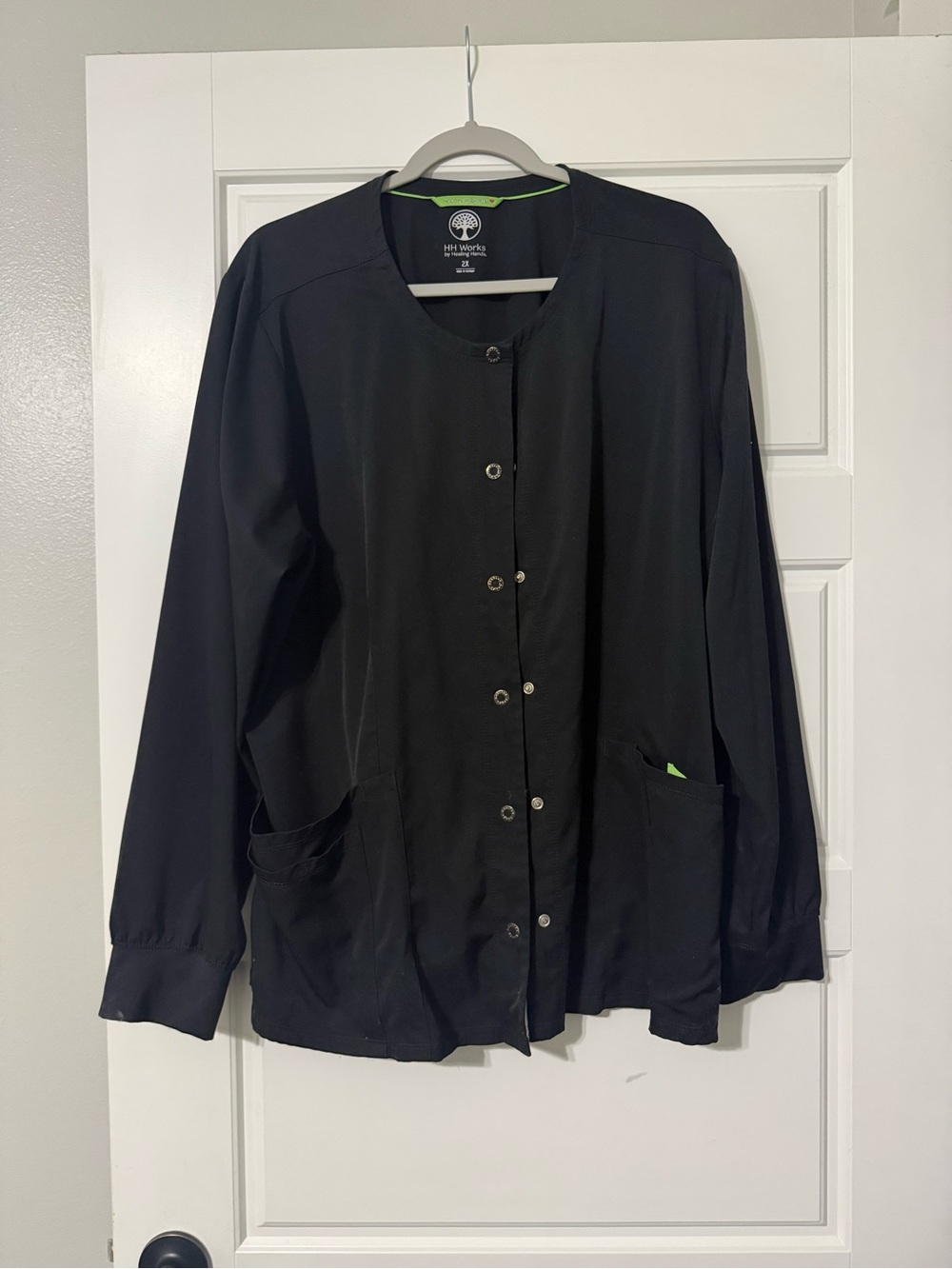 Women's Black Snap-Front Scrub Jacket